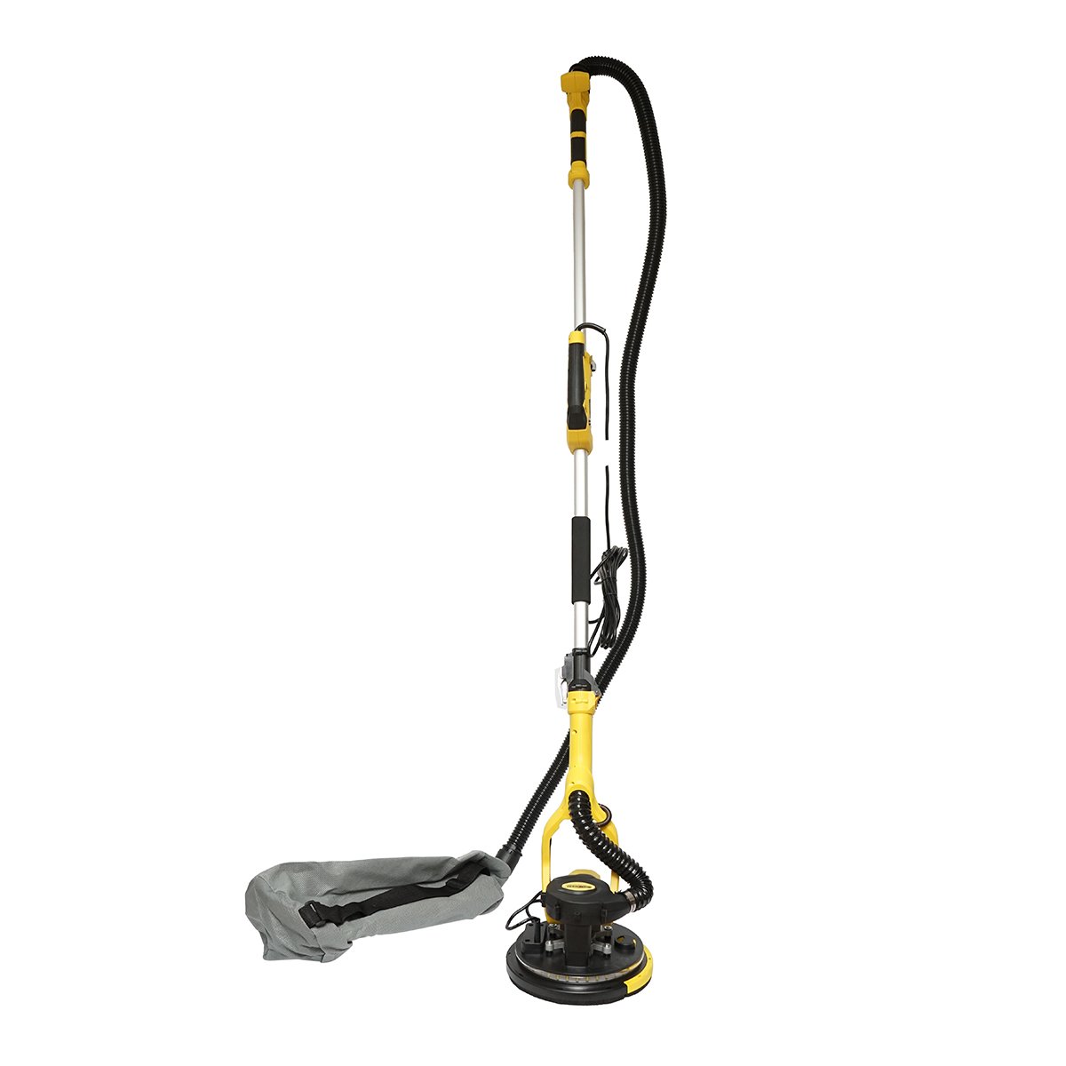 Slefuitor pereti si tavane cu aspirator si sac 880W, 220V, 5 trepte viteza 1000-2100 r/min, brat telescopic 125-180cm, cap iluminat 72 LED-uri, 6 discuri 225mm Crownman